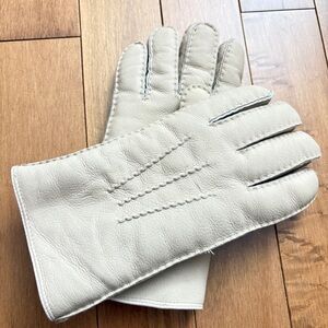 Vintage Men's Cream Sheepskin Leather Gloves